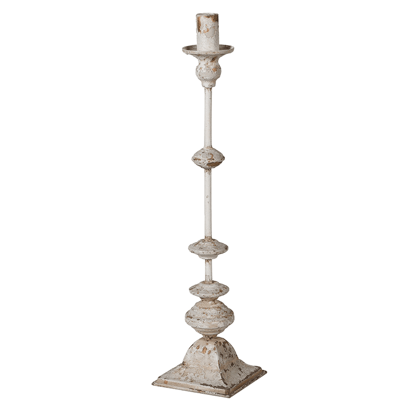 Distressed Candle Holder, H53cm, White