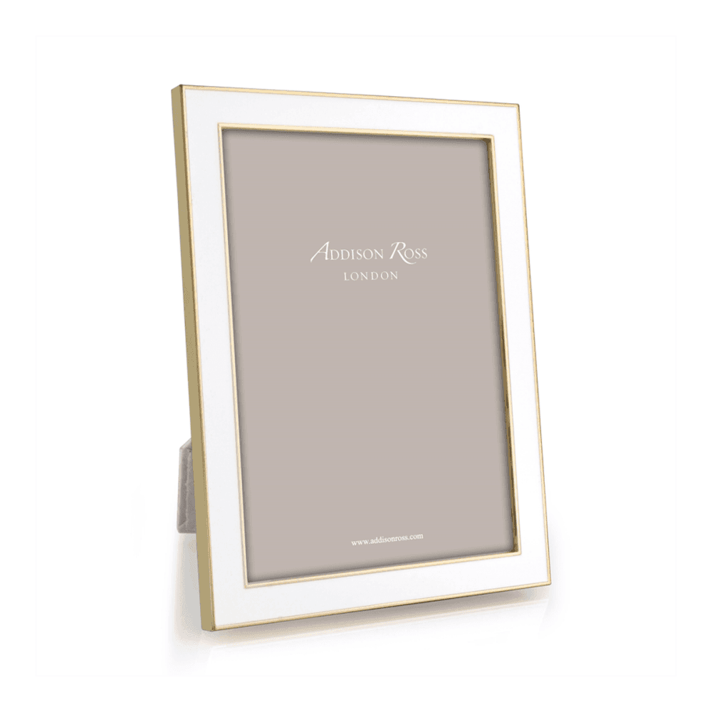 Enamel Range Photograph frame, 7 x 5" with 15mm border, White With Gold Plate