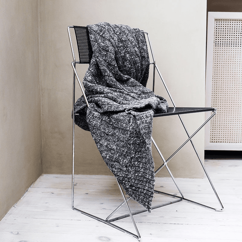Cable Throw, H180cm x W130cm, Grey/Black