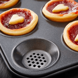 Image showing the Precision Plus 12 Hole Shallow Muffin Tin, Black product.