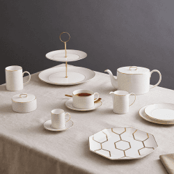 Image showing the Gio Gold 4 piece dinnerware set, Gold/White product.