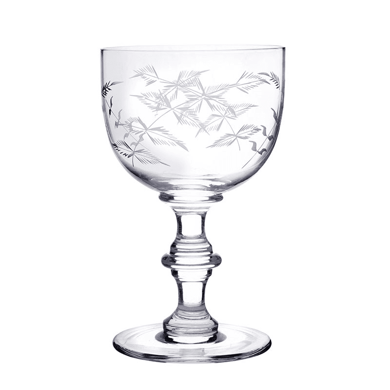 Fern Set of 4 Patterned Crystal Wine Goblets, 250ml, Clear