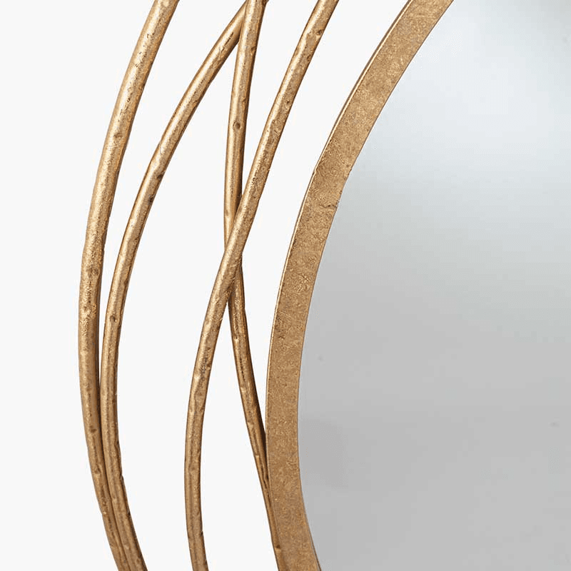 Metal Round Mirror, D90cm, Antique Gold