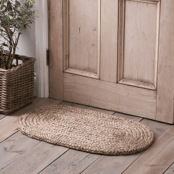 Image showing the Braided oval doormat, 77 x 46cm, natural jute product.