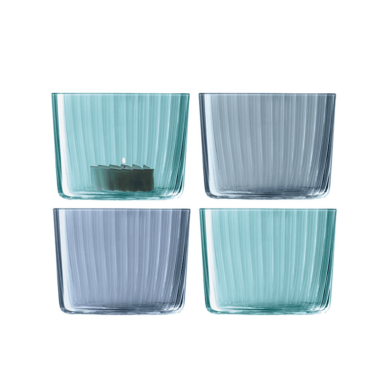 Gems Set of 4 Tealight Holders, H6cm, Sapphire