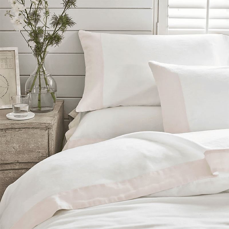 Portobello Super King Oxford Pillowcase, White/Petal