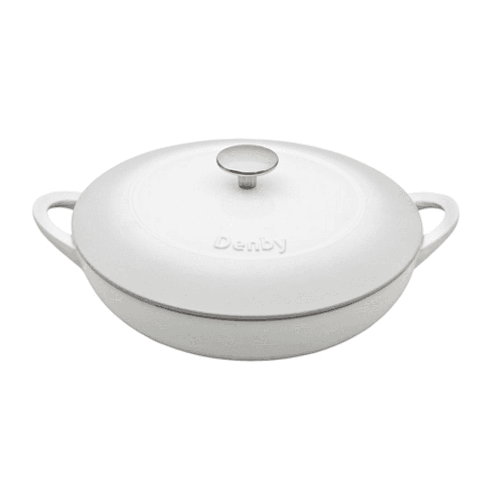 Natural Cast Iron Shallow casserole dish, D30cm, Light Grey