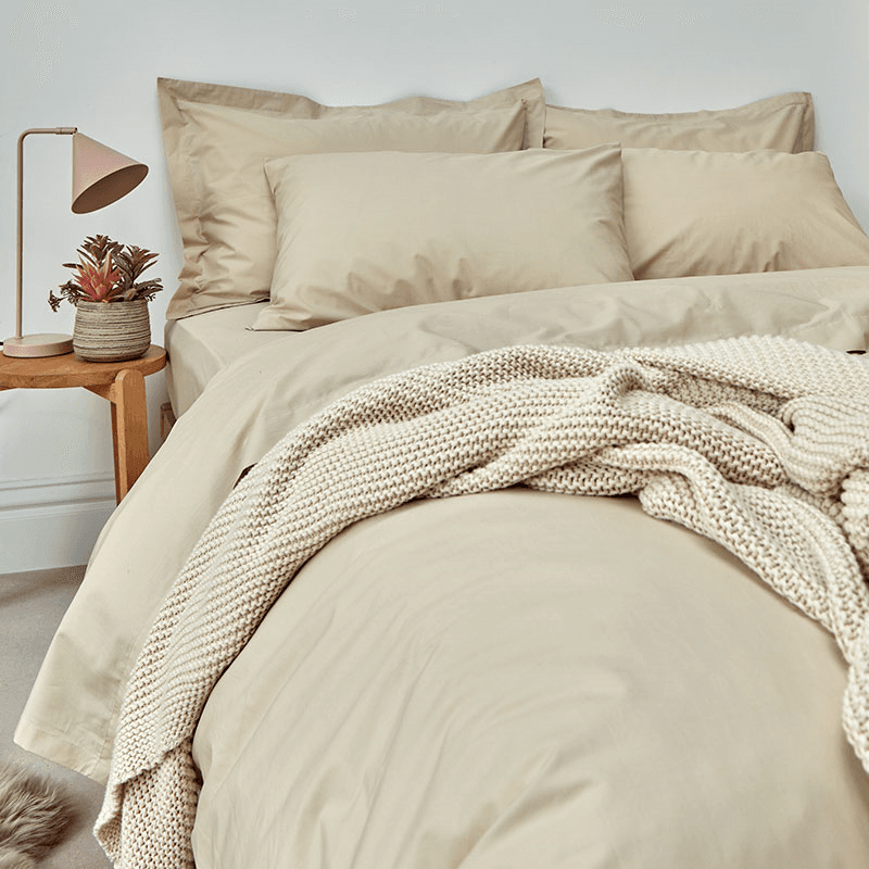 200TC Organic Fitted Sheet, King, Hazelnut
