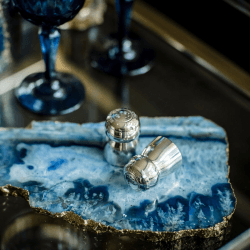 Image showing the Champagne cork salt and pepper set, 5cm, Silver Plate product.