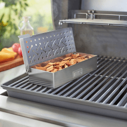 Image showing the Universal Smoker box, H5 x W12 x D24.6cm, Stainless Steel product.