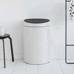 Image showing the Plastic bucket touch bin, 40 litre, White product.