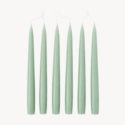 Image showing the Set of 6 Tapered Dinner Candles, H25cm, Sage Green product.