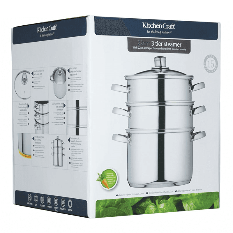 Steamer set 3 tier, 22cm, stainless steel