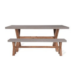 Image showing the Burford Table & Bench Set, Grey & Natural product.