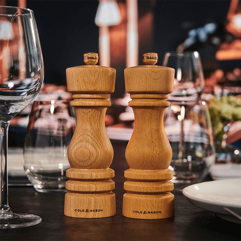 London Salt & Pepper Mills, 180mm, Natural Beech