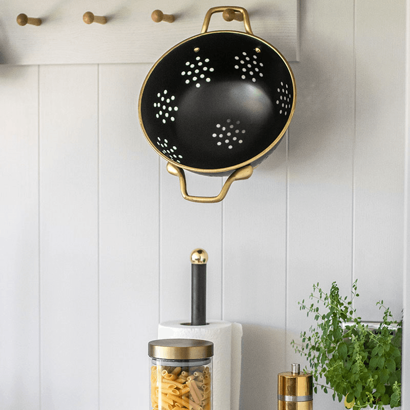 Colander, 24cm, Matt Black/Brass