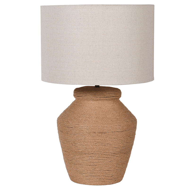 Rope Effect Table Lamp with Linen Shade, H60cm, Natural