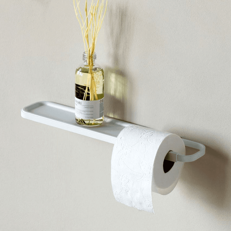 MindSet Toilet Roll Holder with Shelf, Mineral Fresh White