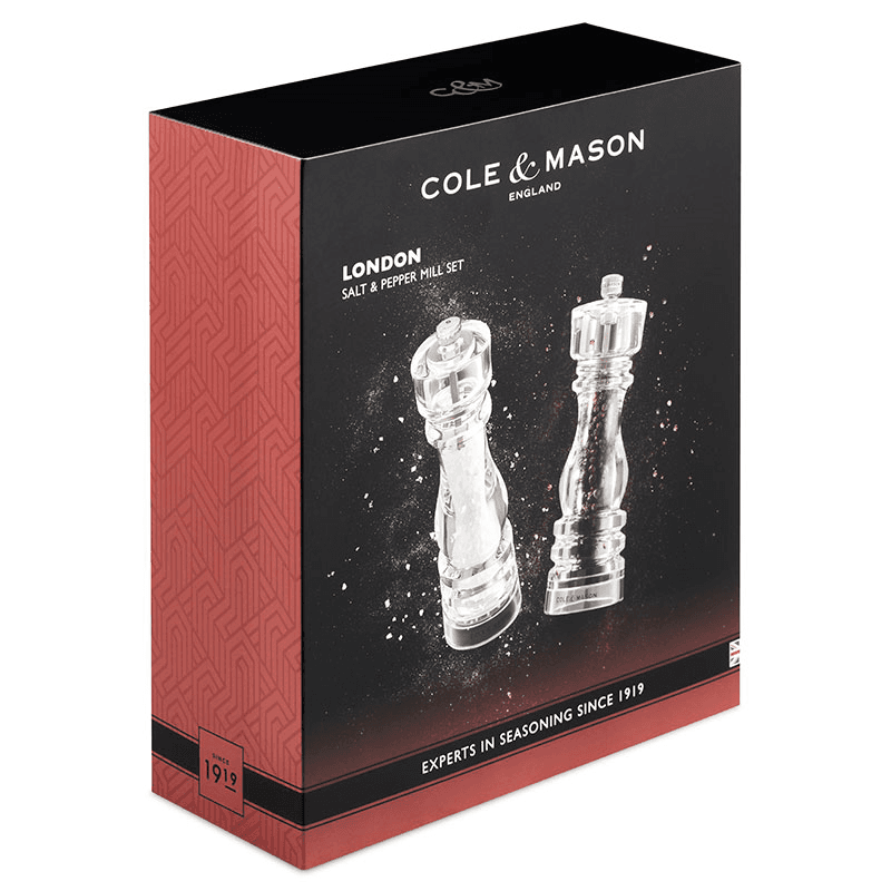 London Salt & Pepper Mills, 180mm, Clear