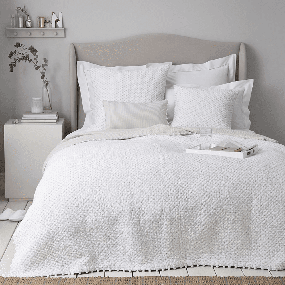 Brittany Large square cushion cover, H65 x W65cm, White/Grey