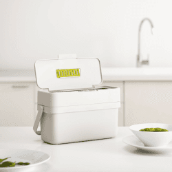 Image showing the Compo 4 Food waste caddy, H18 x W30 x D13cm - 4 Litre, Stone product.