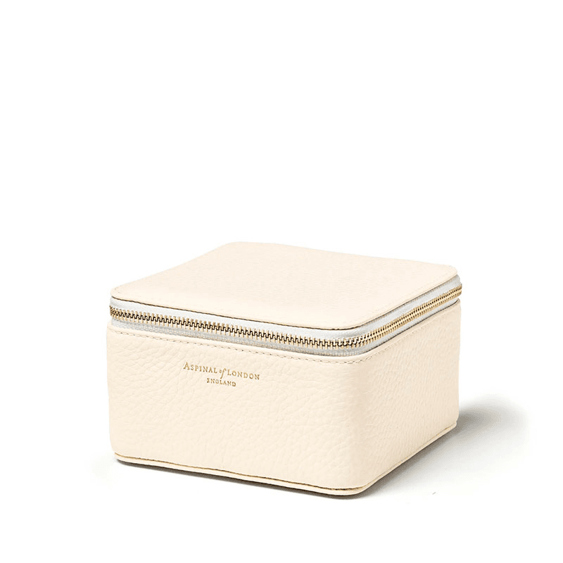 Travel Watch & Ring Box, L12 x W12cm, Ivory Pebble