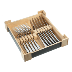 Image showing the Baguette 12 piece steak set in wooden giftbox, Mirror Finish product.