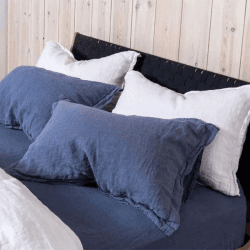 Image showing the Washed Linen Linen Oxford Pillowcase, White product.
