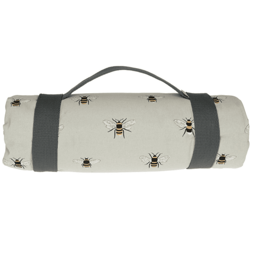 Bees Picnic blanket, 140 x 145cm, Grey