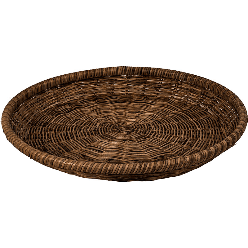 Pecan Rattan Round Tray, D43cm, Brown