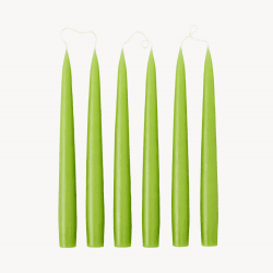 Image showing the Set of 6 Tapered Dinner Candles, H25cm, Spring Green product.