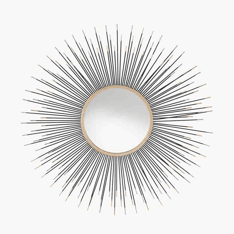 Starburst Round Mirror, D80cm, Black