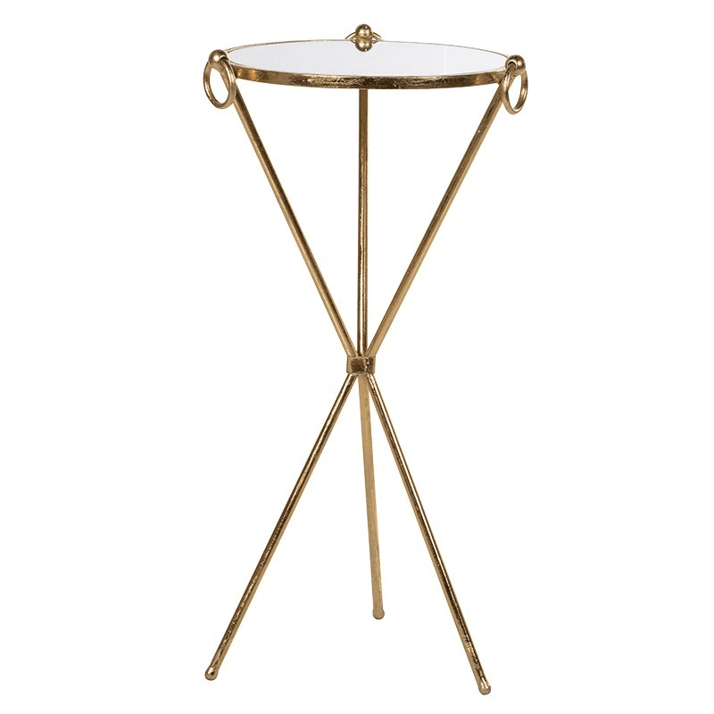Glass cross side table, 77 x 39cm, Gold