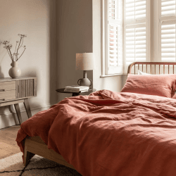 Image showing the Burnout Orange Linen Duvet Cover, Super King product.