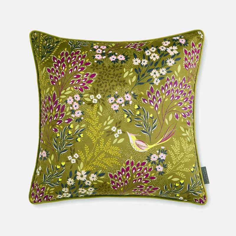 Song Bird Cushion, 50 x 50cm, Olive