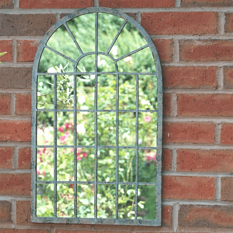 Arch Window Outdoor Mirror, 60cm, Grey