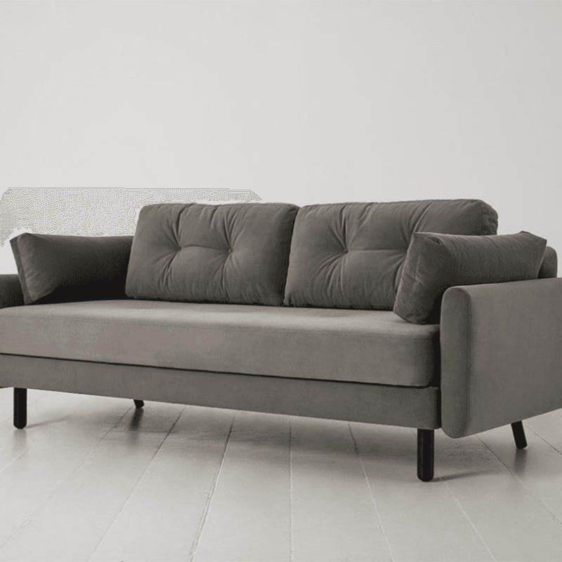Model 04 3 Seater Velvet Sofa, Elephant