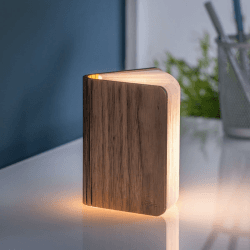 Image showing the Mini smart book light, L12.2 x W9 x H2.5cm, Walnut product.