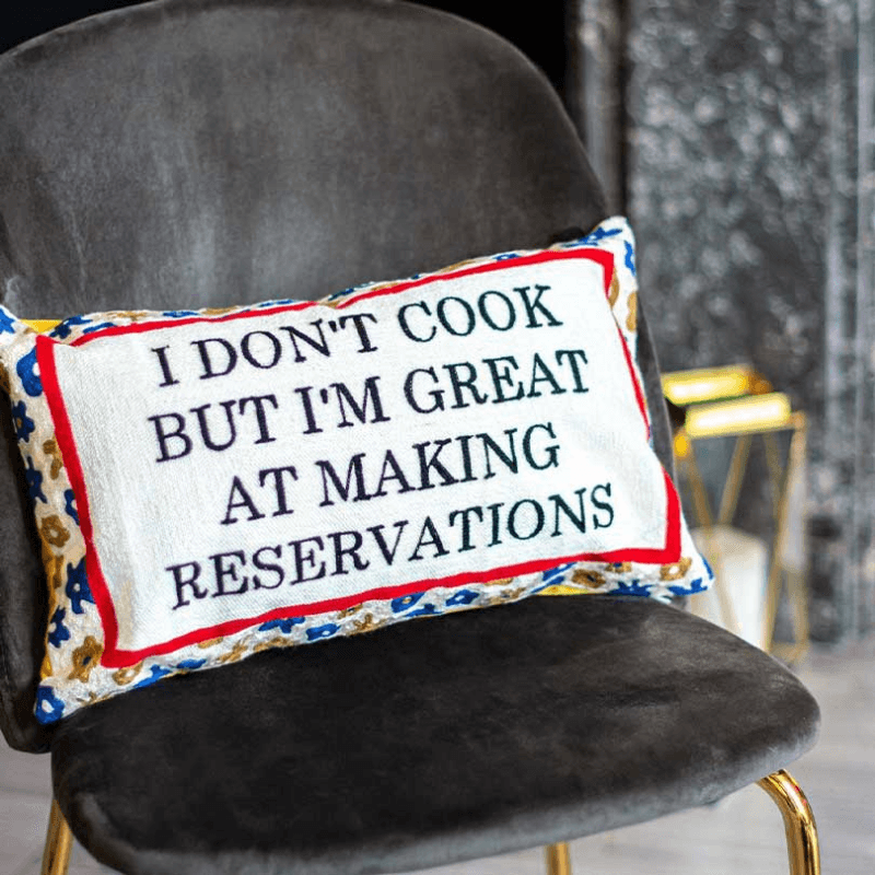 I Don't Cook Cushion, 30cm x 50cm, White