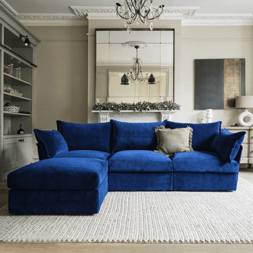 Model 06 3 Seater Sofa With Chaise, Navy