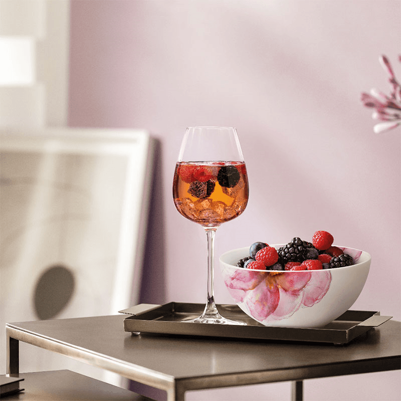 Rose Garden Red Wine Goblet Set of 4, 200ml, Clear