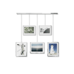 Image showing the Exhibit Set of 5 Hanging Photo Frames, Chrome product.