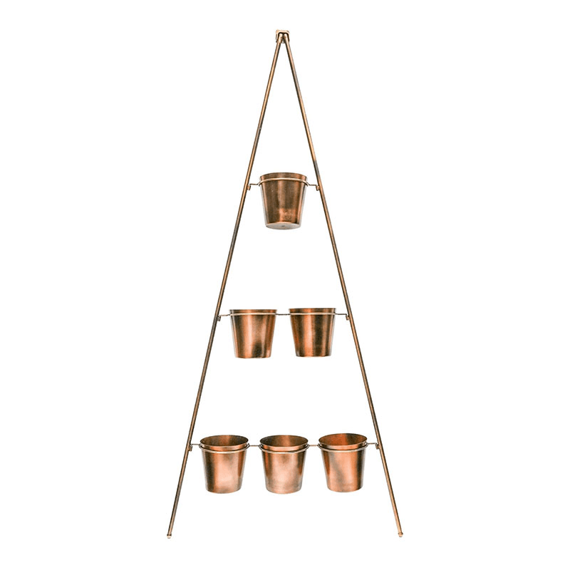 Outdoor Wall Plant Stand with Planters, H128 x W51cm, Gold