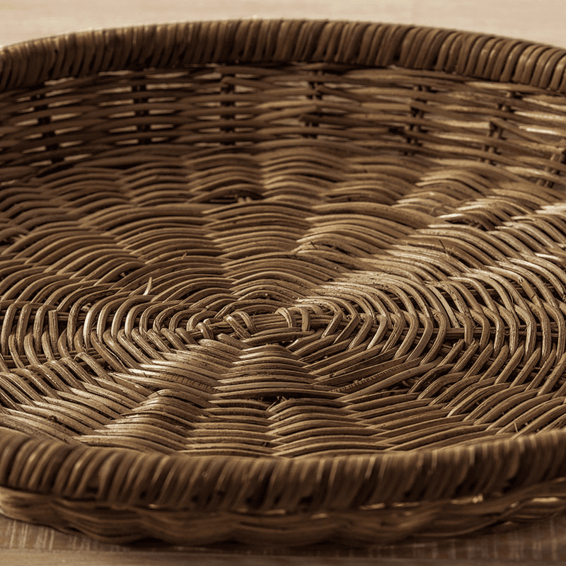 Pecan Rattan Round Tray, D43cm, Brown