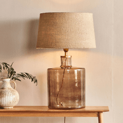 Image showing the Edina Recycled Glass Table Lamp, H51cm, Smoke Brown product.