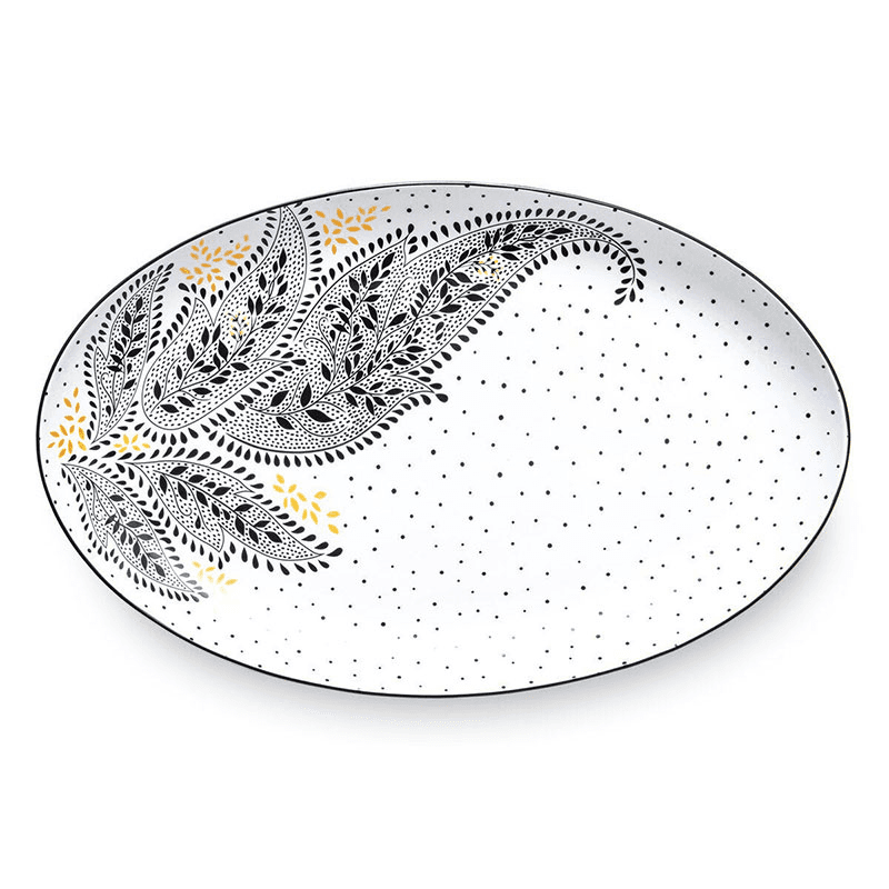 Artisanne Noir Serving Platter, L43.5 x W28cm, Monochrome