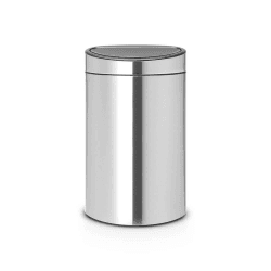 Image showing the Plastic bucket touch bin, 40 litre, Matt Steel Fingerprint Proof product.