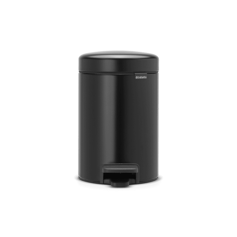 newIcon Pedal bin, 3 litre, Matt Black/Walnut