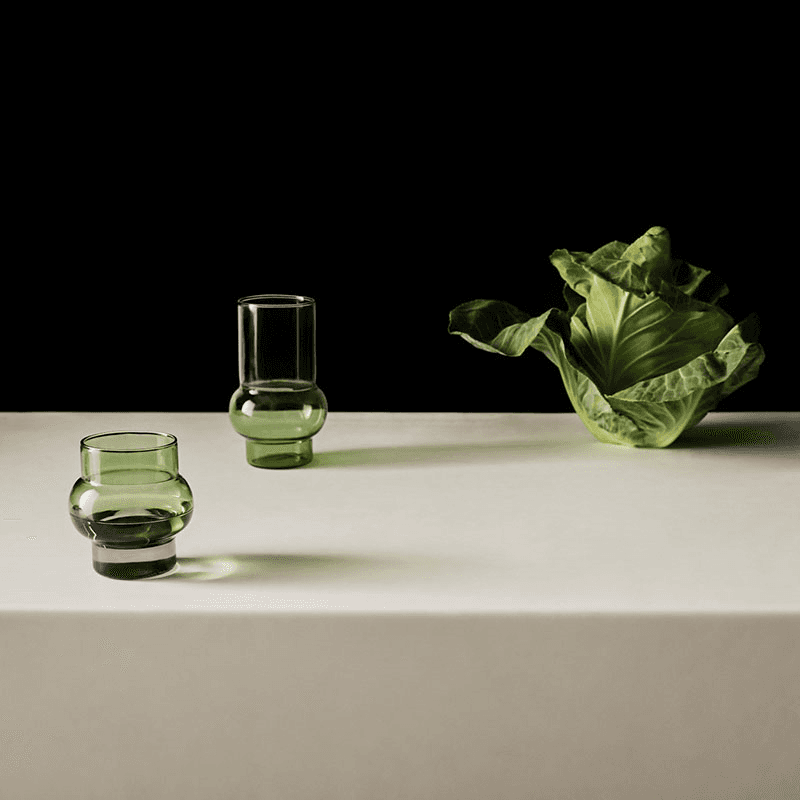 Bump Set of 2 Tall Glasses, 350ml, Green