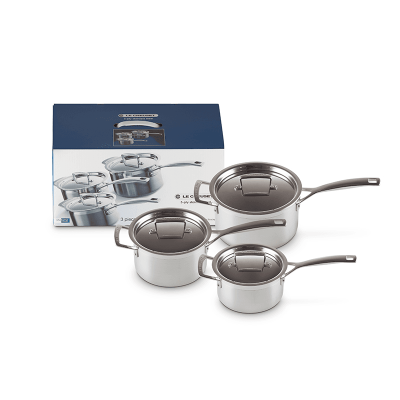 Classic 3-ply 3-Piece Saucepan Set, Stainless Steel